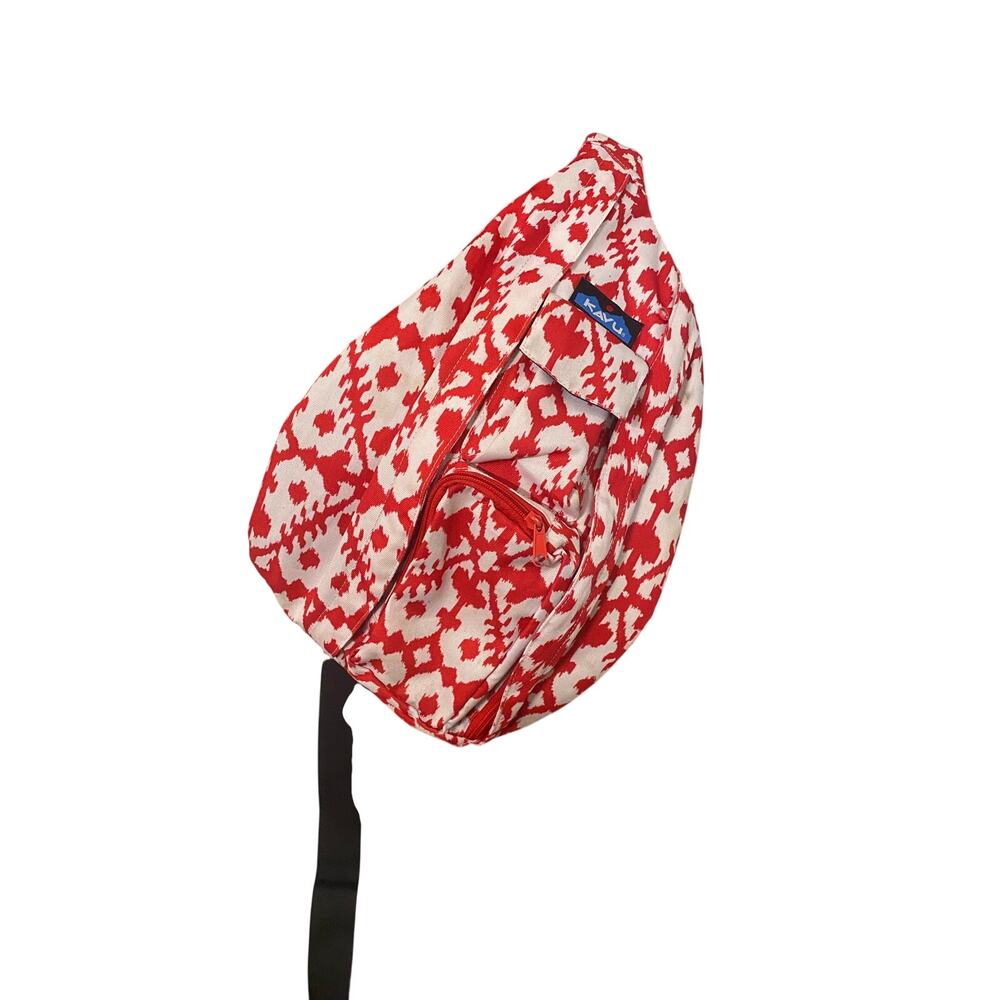 KAVU Rope Sling Bag Pink White Crossbody Backpack Adjustable‎ Hiking Adventure